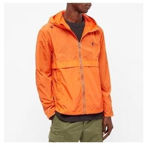 POLO RALPH LAUREN NYLON HOODED WINDBREAKER - SPECTRUM ORANGE - BACK VENT NWT
